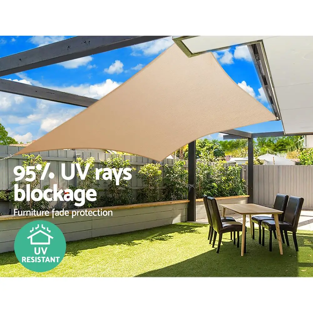 Rectangle Shade Sail 2x4m 185GSM 95 Percent UV Block Shade Cloth for Patio Garden Outdoor Sun Protection