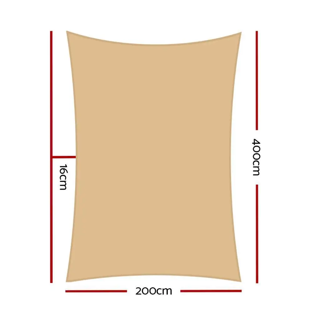 Rectangle Shade Sail 2x4m 185GSM 95 Percent UV Block Shade Cloth for Patio Garden Outdoor Sun Protection