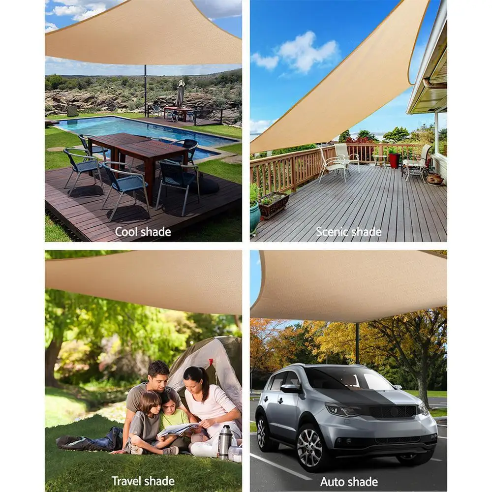 Rectangle Shade Sail 2x4m 185GSM 95 Percent UV Block Shade Cloth for Patio Garden Outdoor Sun Protection