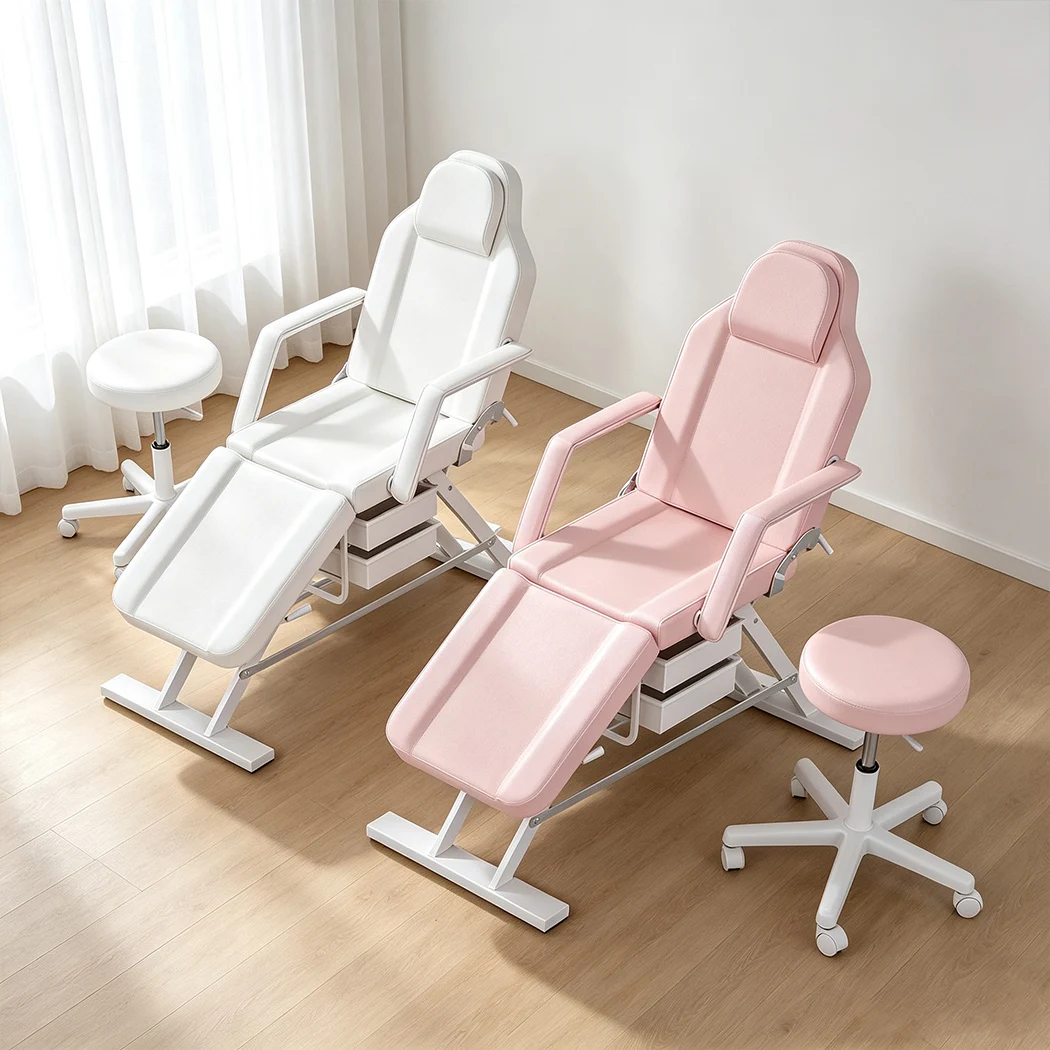 PORIYA 180CM Massage Table Beauty Bed Chair Stool Set Adjust Tattoo Recliner Therapy