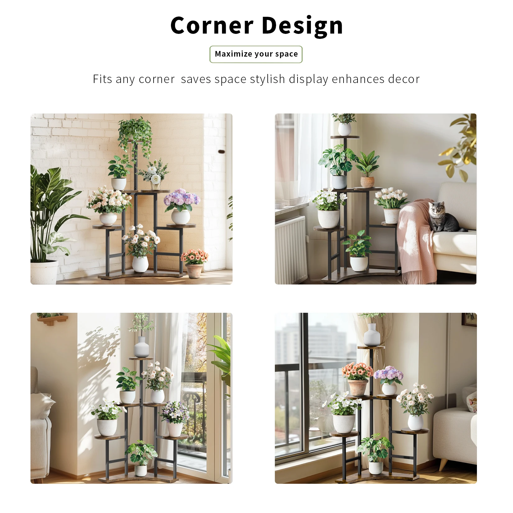 5 Tier Corner Tall Plant Stand Floor Display Rack for Living Room Balcony Shelf Organizer
