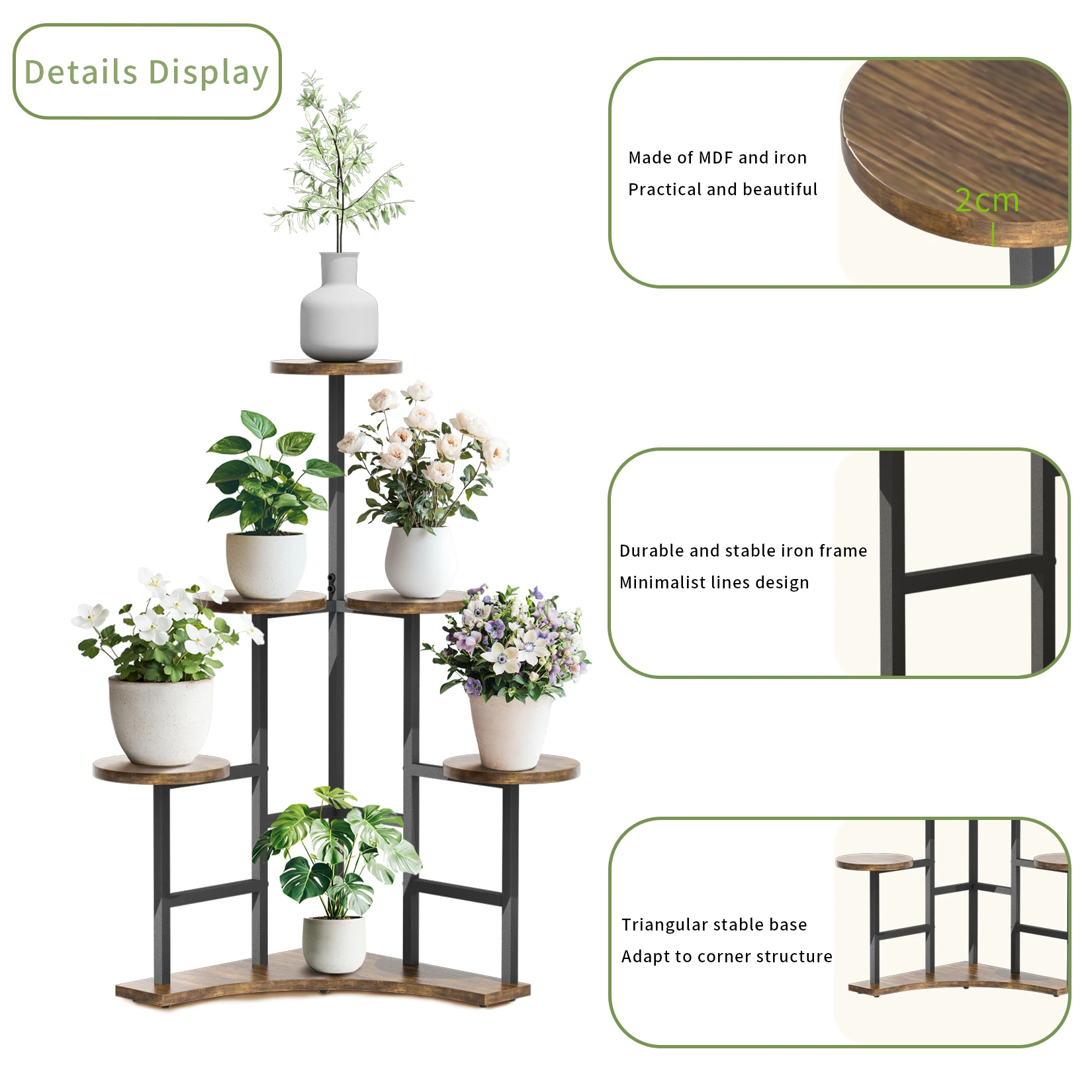 5 Tier Corner Tall Plant Stand Floor Display Rack for Living Room Balcony Shelf Organizer
