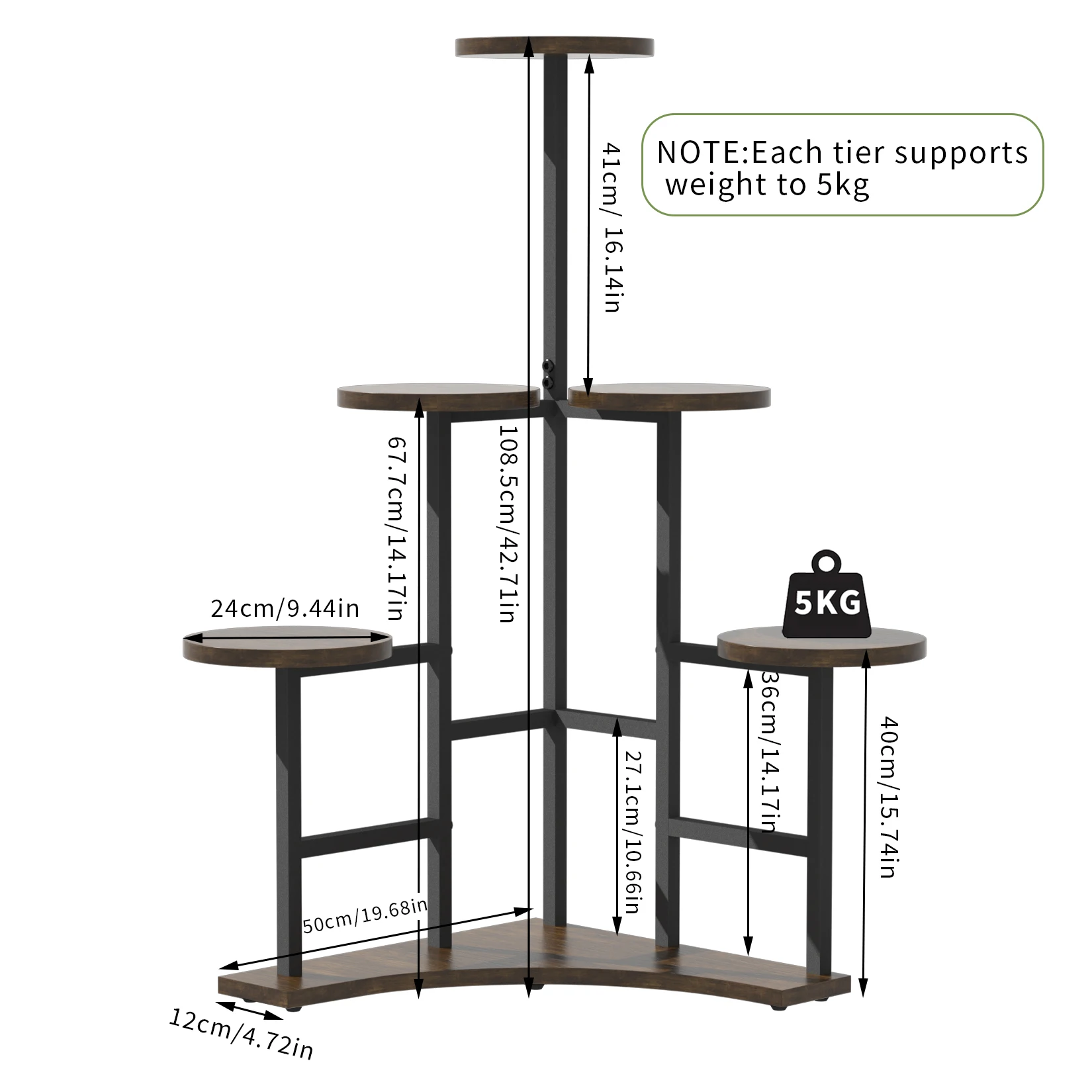 5 Tier Corner Tall Plant Stand Floor Display Rack for Living Room Balcony Shelf Organizer