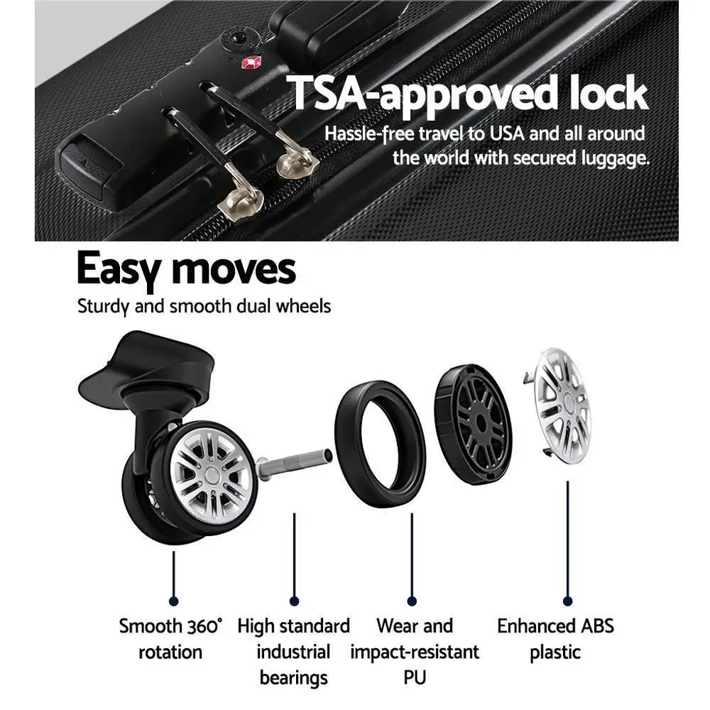 28 Inch Hard Shell Spinner Suitcase with TSA Lock Carry On Travel Luggage Case Black