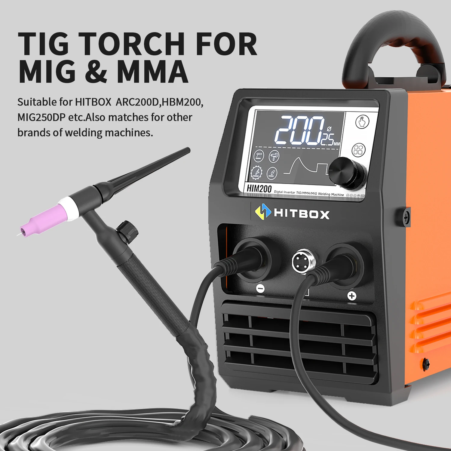 HITBOX WP17V TIG Welding Torch 4M Long Cable TIG Welder Gun with 10-25mm² Quick Connector Durable Welding Torch for Various Soldering Welding Equipment for HITBOX ARC200D,HBM200,MIG250DP