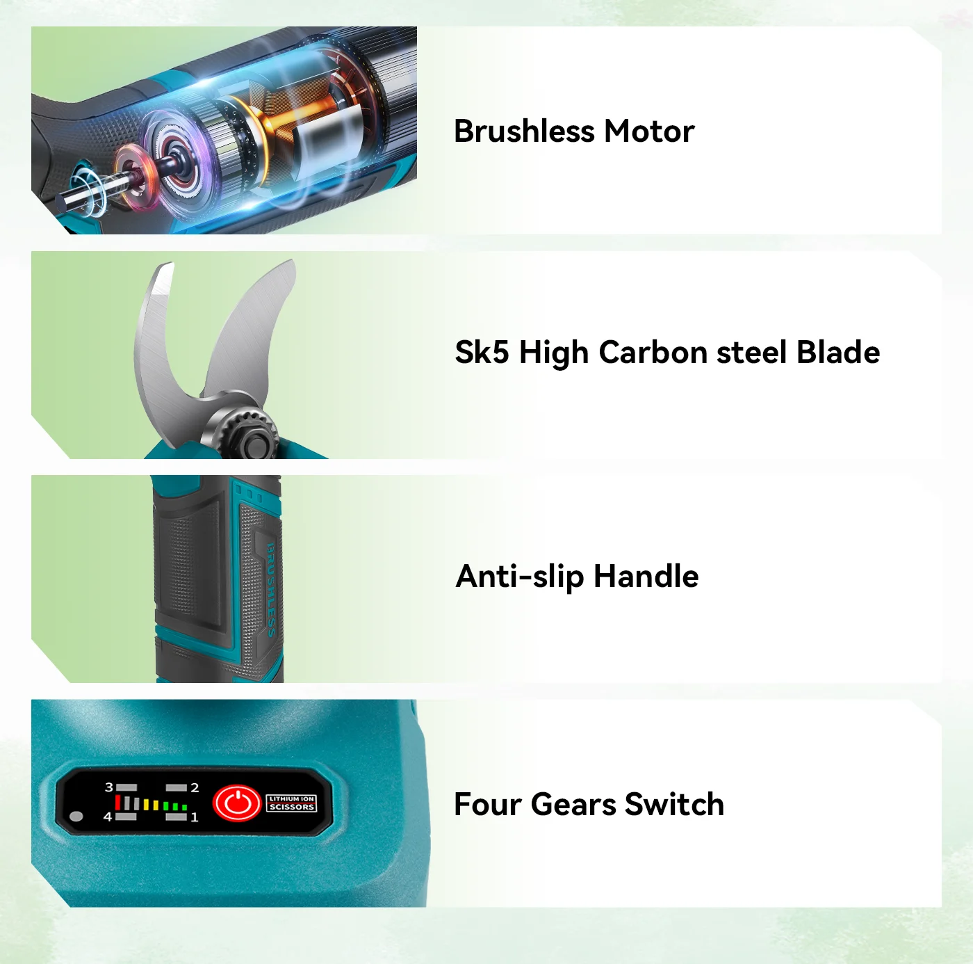 NEWBENY 30mm Cordless Brushless Electric Pruning Shears 4 Gear Fruit Tree Garden Bonsai Beautify Tool For Makita Battery Pin
