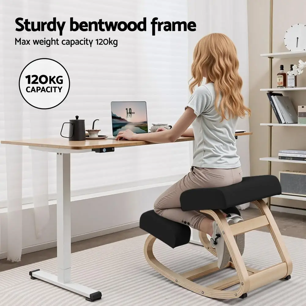Kneeling Ergonomic Office Chair Memory Foam Balance Stool for home and Gaming 120kg Capacity Black