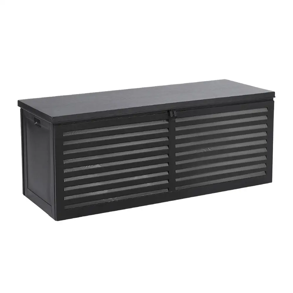 390L Lockable Outdoor Storage Box Garden Bench Shed Tool Toy Container All Black