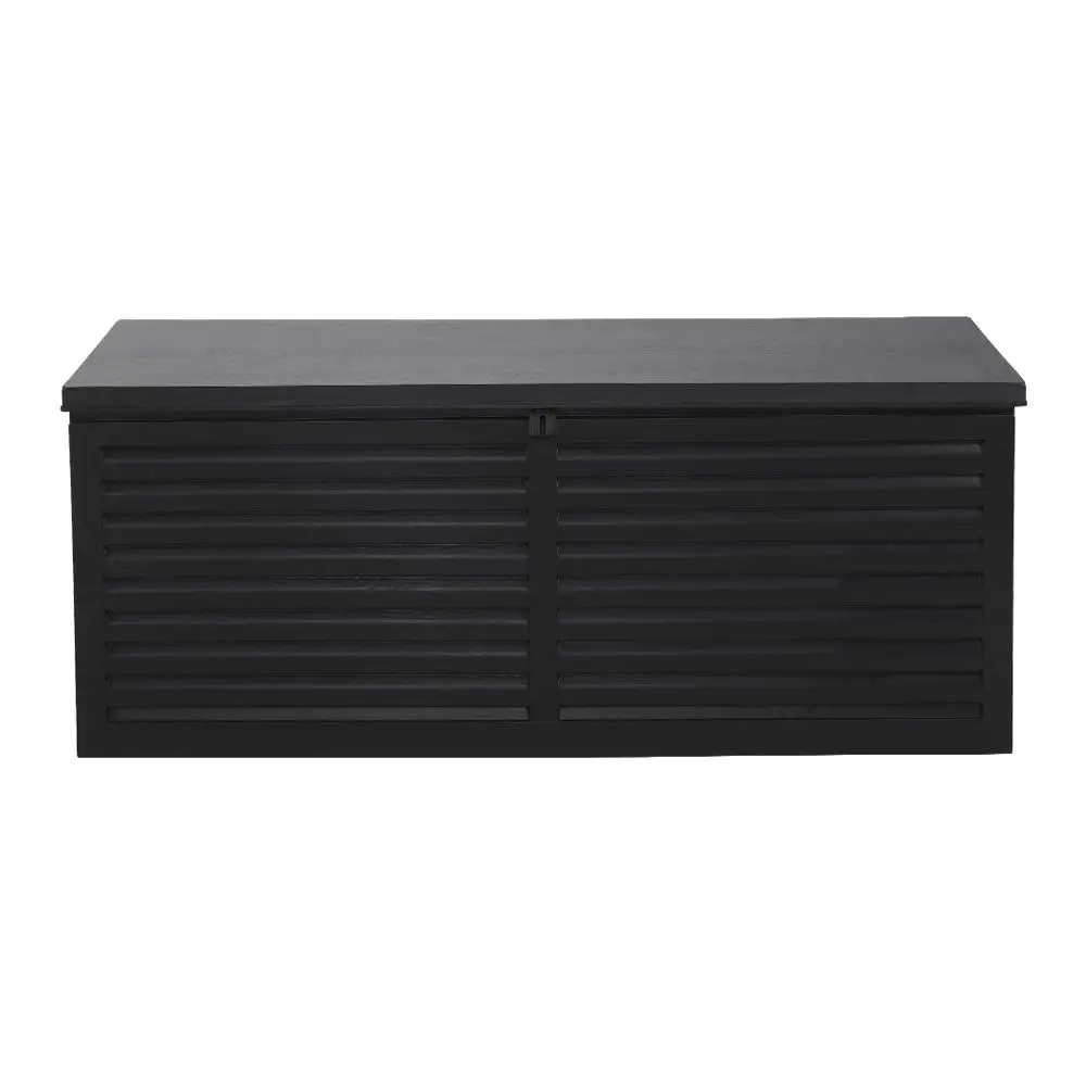 390L Lockable Outdoor Storage Box Garden Bench Shed Tool Toy Container All Black