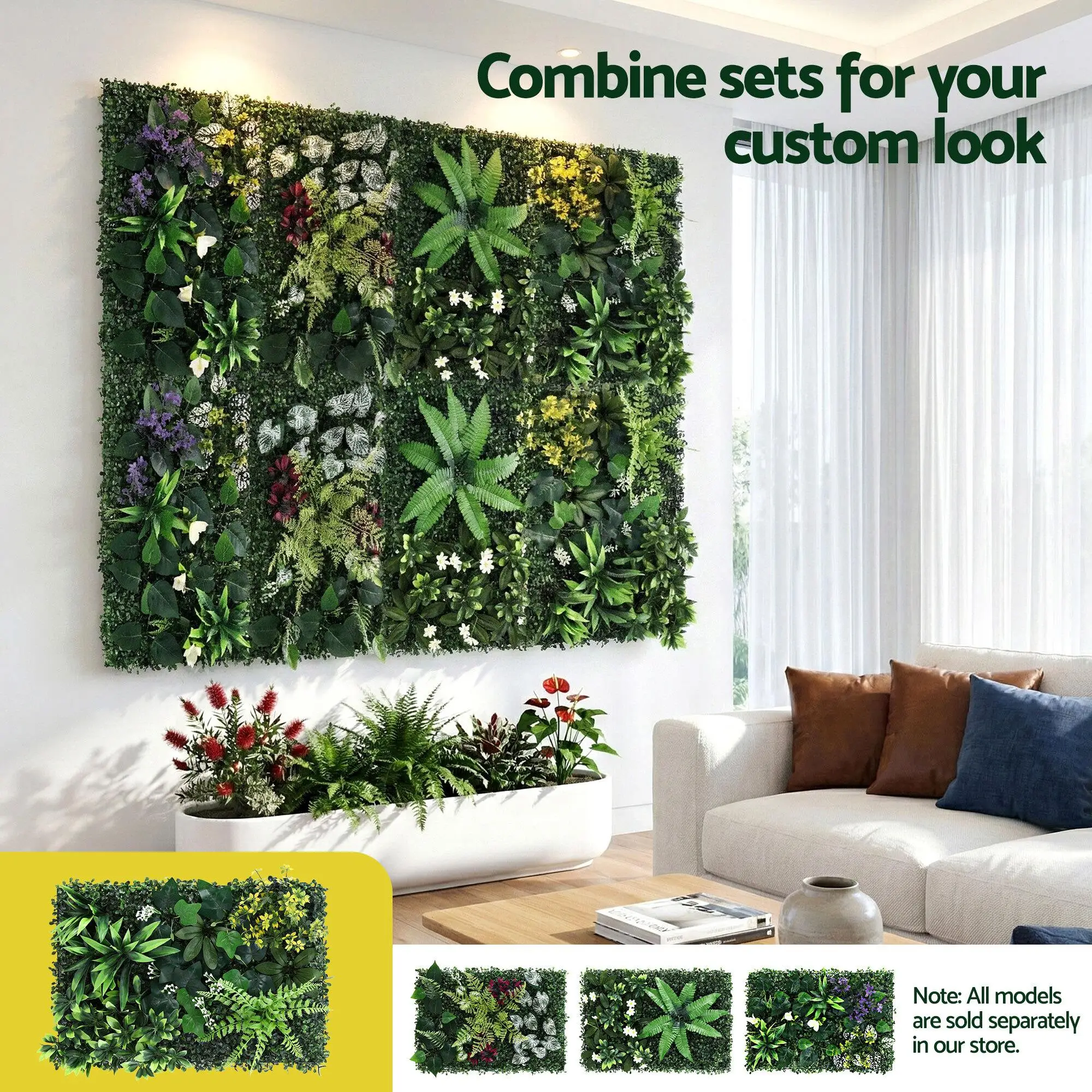 4PCS Artificial Boxwood Wall Panels 40x60cm Green Hedge Backdrop Garden Fence Decor