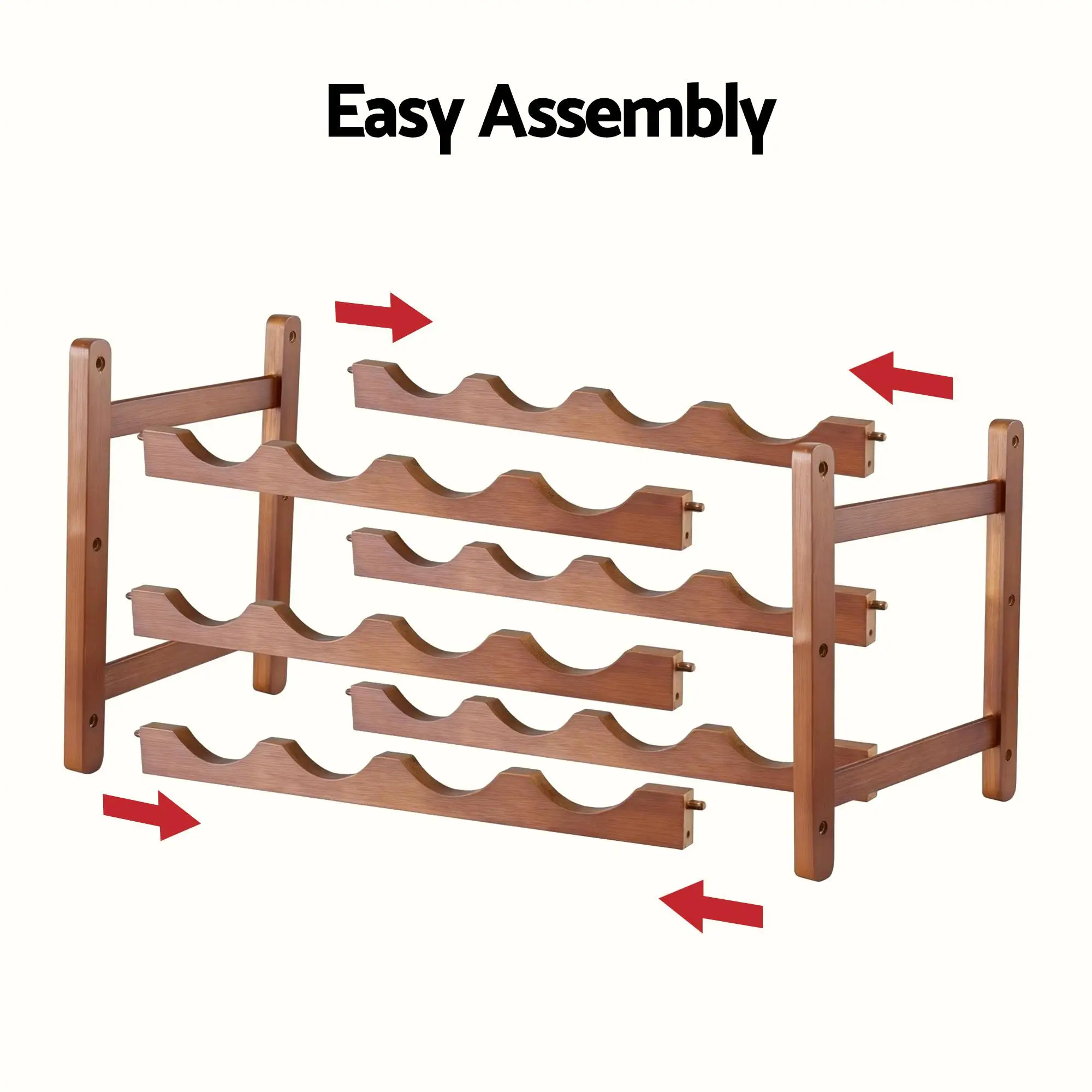Bamboo 3 Tier Wine Rack Display Storage Organizer 12 Bottle Walnut Finish