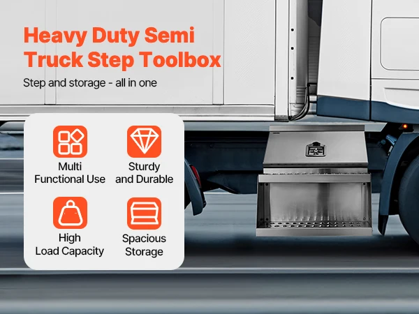 SucceBuy 18 x 27.5 x 25.4/24 x 27.5 x 25.4in Semi-Truck Step Tool Box with T-Handle Lock & Keys for Semi Trucks Flatbed Trailers