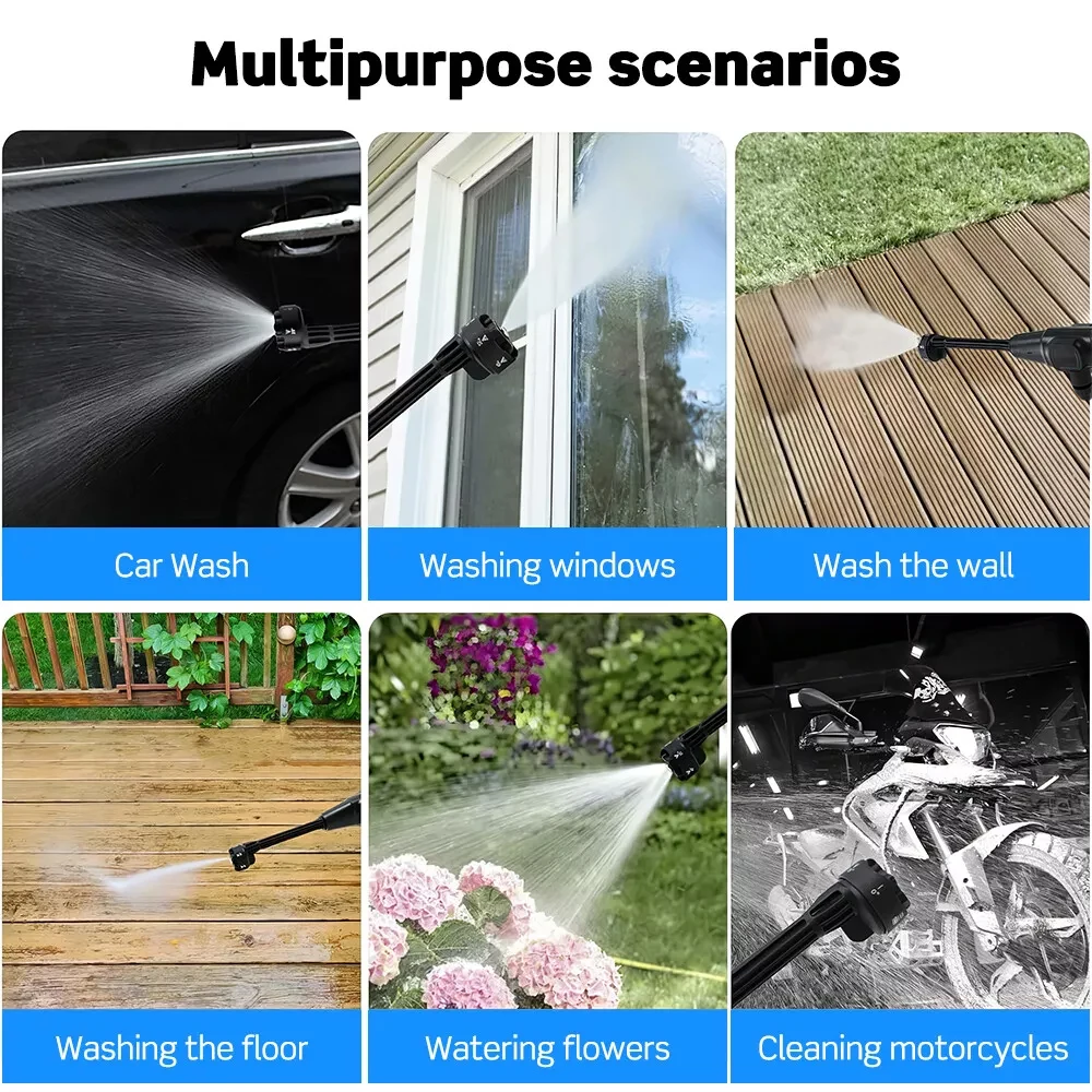 Brushless Cordless Electric High Pressure Spray Car Gun 6-in-1 Washer Cleaner