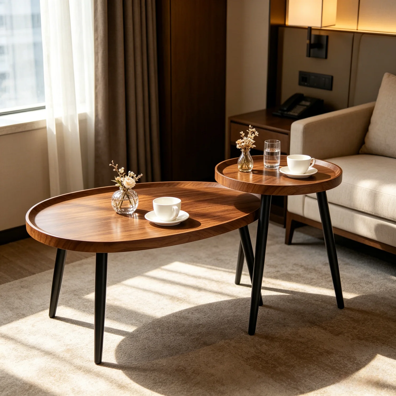 Modern Nesting Coffee Table Set of 2 for Living Room Bedroom Office Cafe Decor End Side Tables Night Stand Furniture