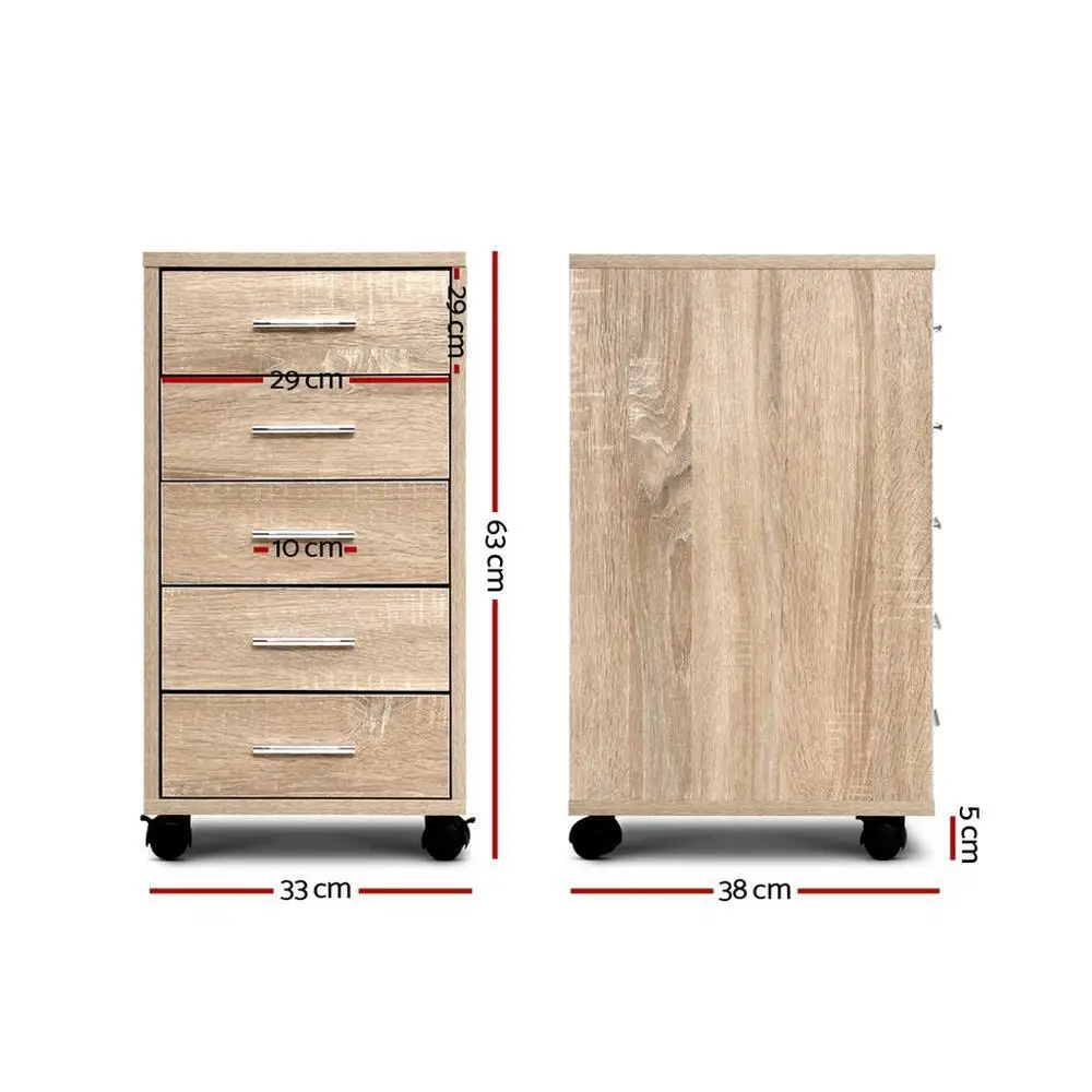 5 Drawer Metal Filing Cabinet Office Storage Organizer Lockable Vertical Cabinet for Home Office Document Storage