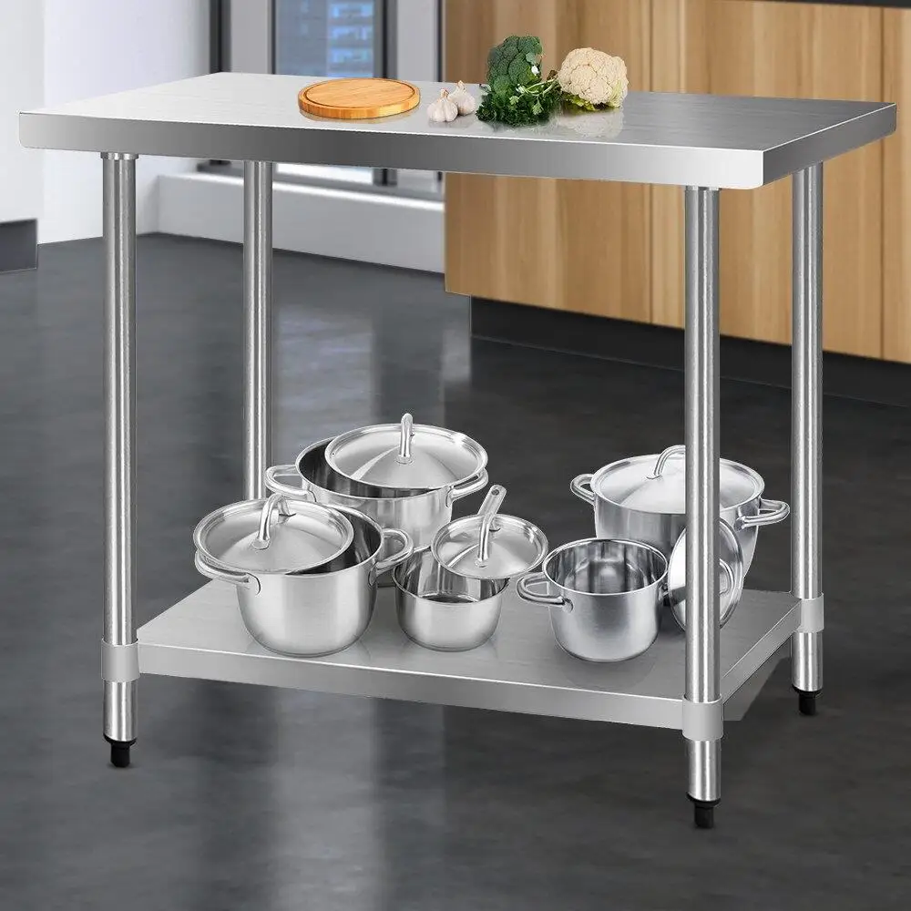 1219x610mm 304 Stainless Steel Kitchen Work Bench Table with Undershelf Heavy Duty Food Prep Counter