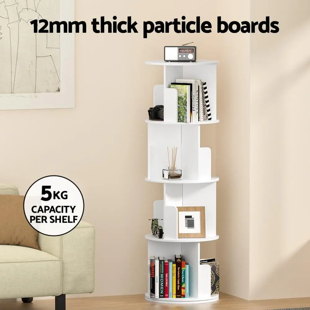 4 Tier Freestanding Bookshelf White Storage Organizer Bookcase for Living Room Bedroom Office Home Decor Furniture