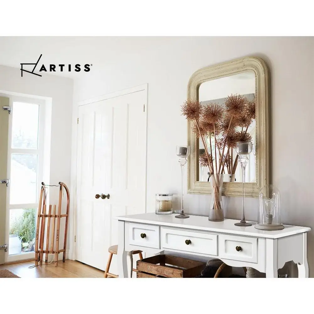 White Hamptons Style Console Table 3 Drawers Wooden Entryway Storage Cabinet Narrow Hallway Sideboard Living Room Furniture