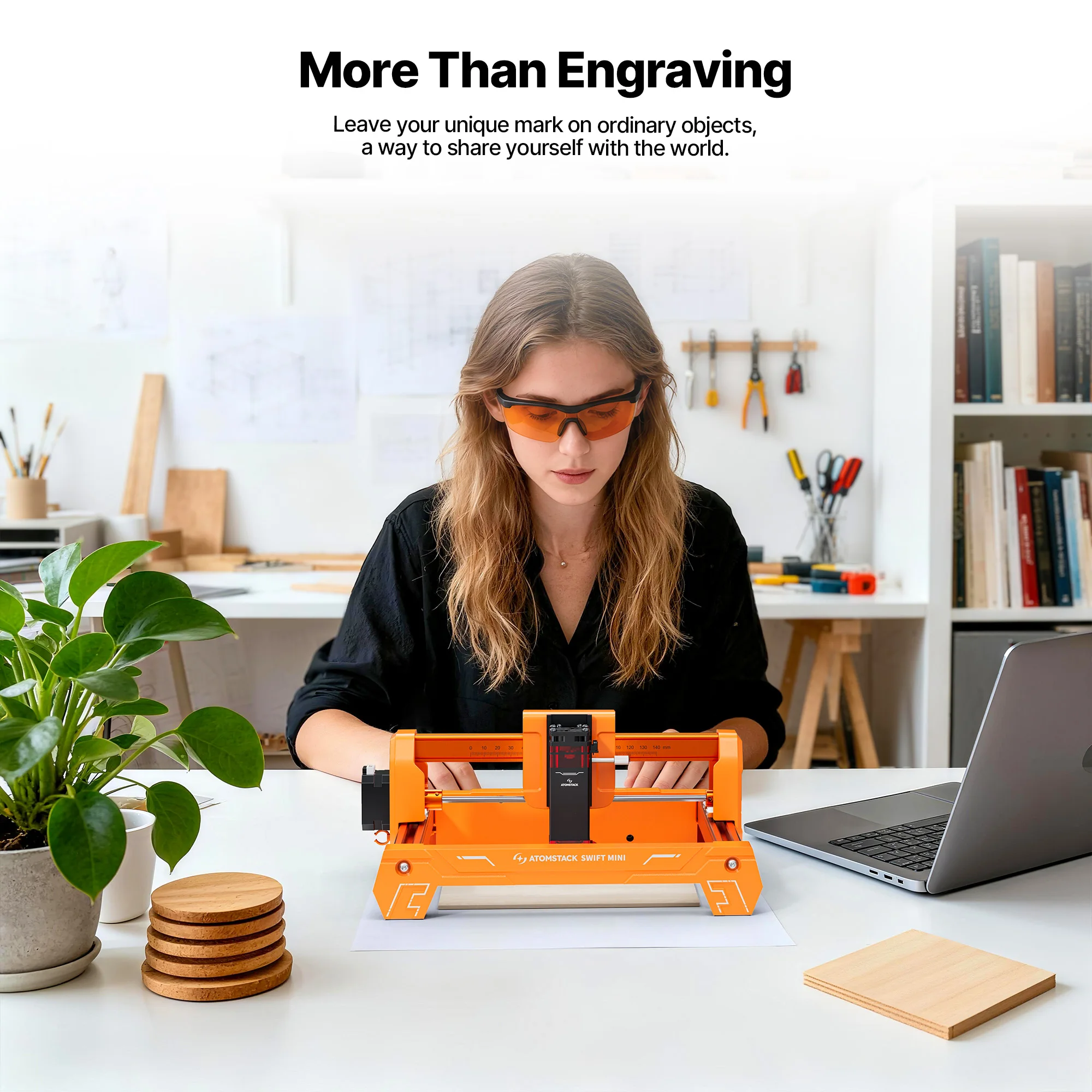 ATOMSTACK SWIFT Mini Laser Engraver Compact Diode Laser Engraving Machine For Wood Leather Paper Cardboard DIY Crafts Home Projects
