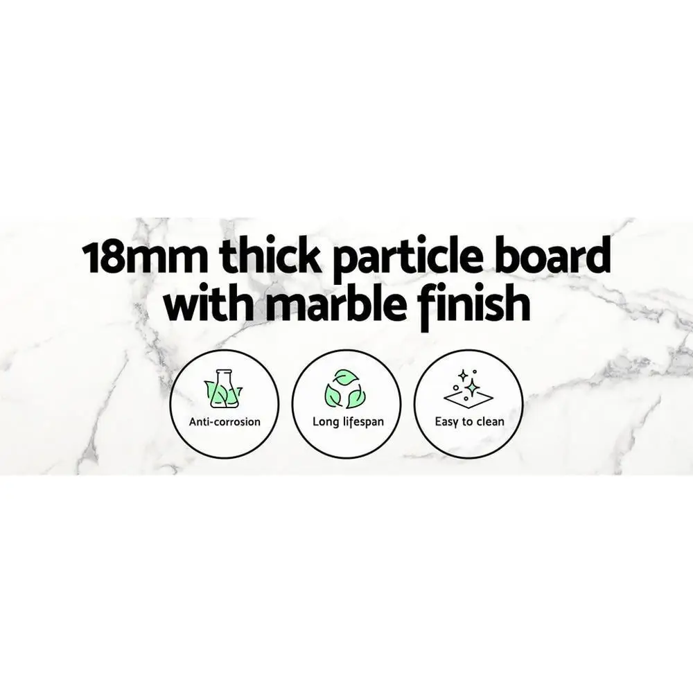 Round Marble Effect Dining Table 110CM Modern Elegant Kitchen Restaurant Table