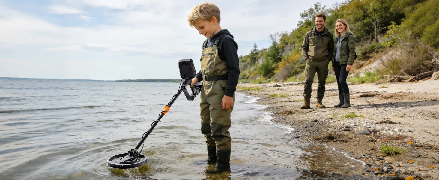 SUNPOW Professional Underground Metal Detector MD13 for Adults, 8" IP68 Waterproof Coil,4 Detection Modes Large LCD Lightweight Gold Detector for Outdoor Treasure Hunting, Coin & Relic Detecting