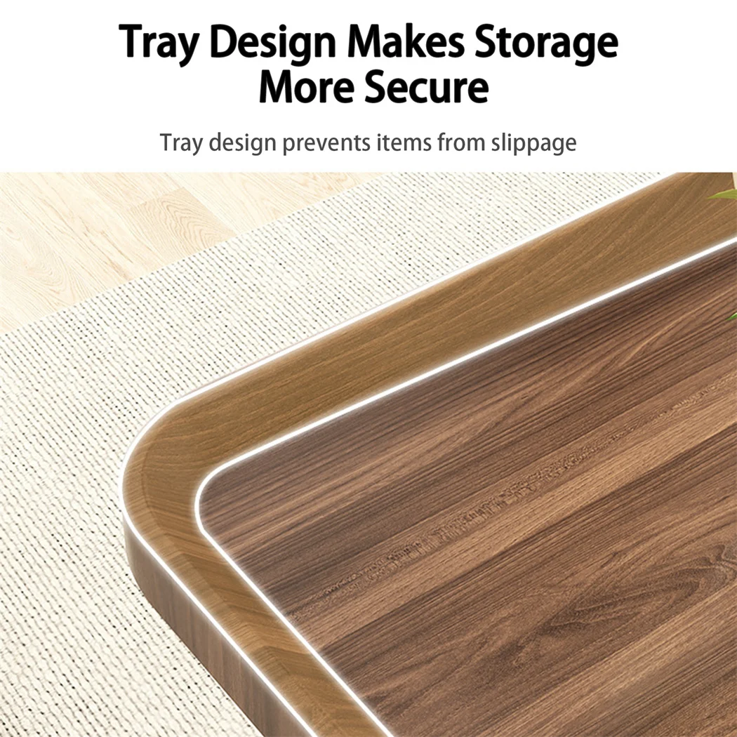 LUVODI Irregular Drop-Shaped Coffee Table Set 2-in-1 Solid Wooden Sofa Side End Table with Triangle Legs for Living Room