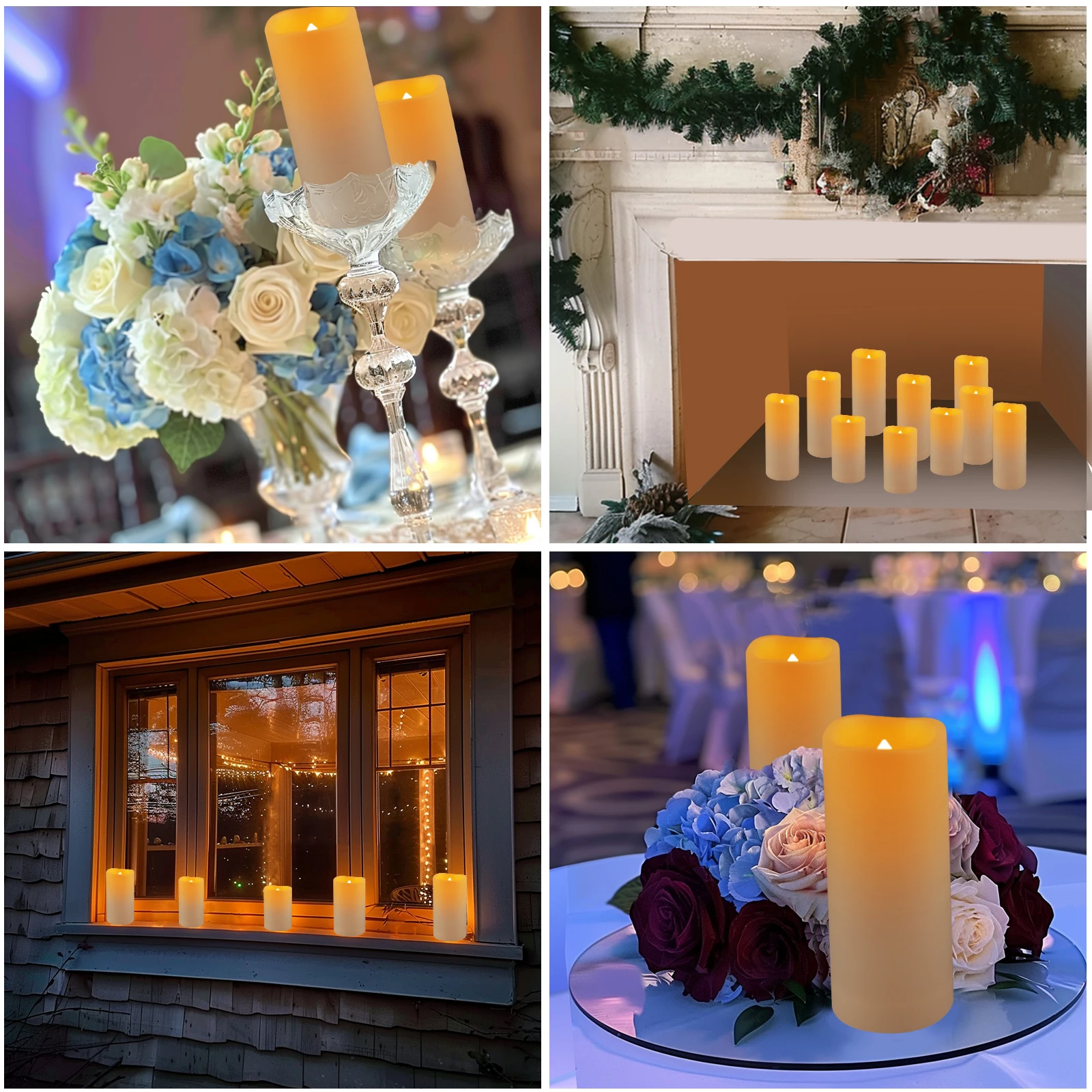 Waterproof Flameless Candles Set of 12 Battery Operated LED Pillar Candle with 2 Remote Controls & Timer Flickering Indoor Outdoor Electronic Lights for Wedding Patio Easter Bathroom Home Decor