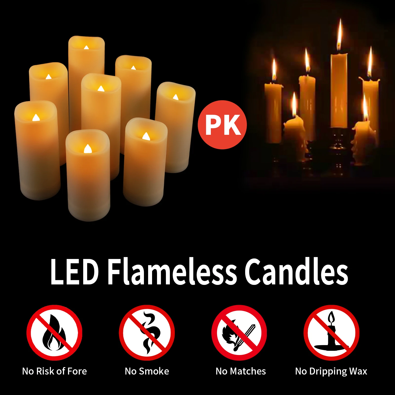Waterproof Flameless Candles Set of 12 Battery Operated LED Pillar Candle with 2 Remote Controls & Timer Flickering Indoor Outdoor Electronic Lights for Wedding Patio Easter Bathroom Home Decor