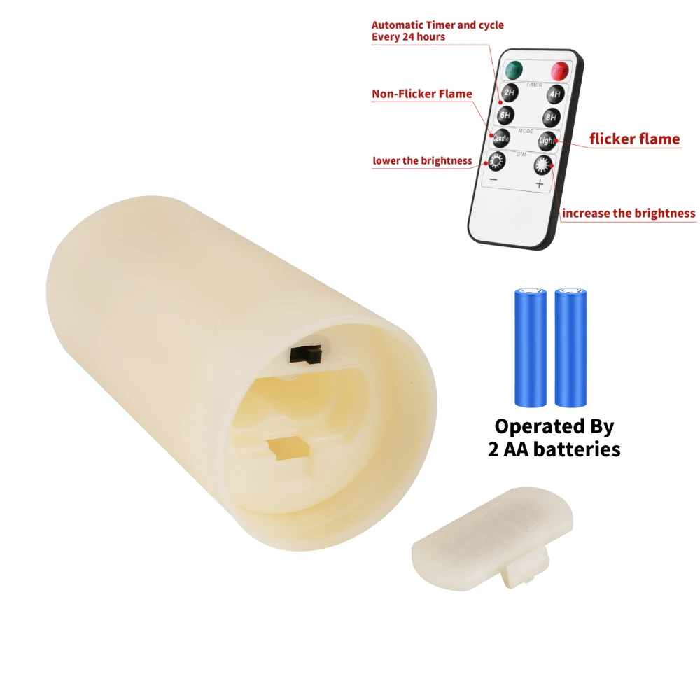 Waterproof Flameless Candles Set of 12 Battery Operated LED Pillar Candle with 2 Remote Controls & Timer Flickering Indoor Outdoor Electronic Lights for Wedding Patio Easter Bathroom Home Decor