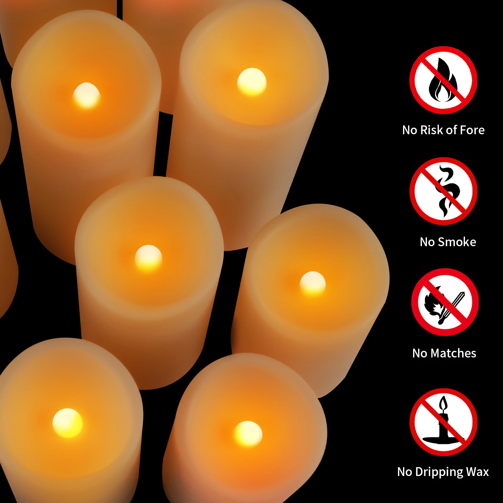 Waterproof Flameless Candles Set of 12 Battery Operated LED Pillar Candle with 2 Remote Controls & Timer Flickering Indoor Outdoor Electronic Lights for Wedding Patio Easter Bathroom Home Decor