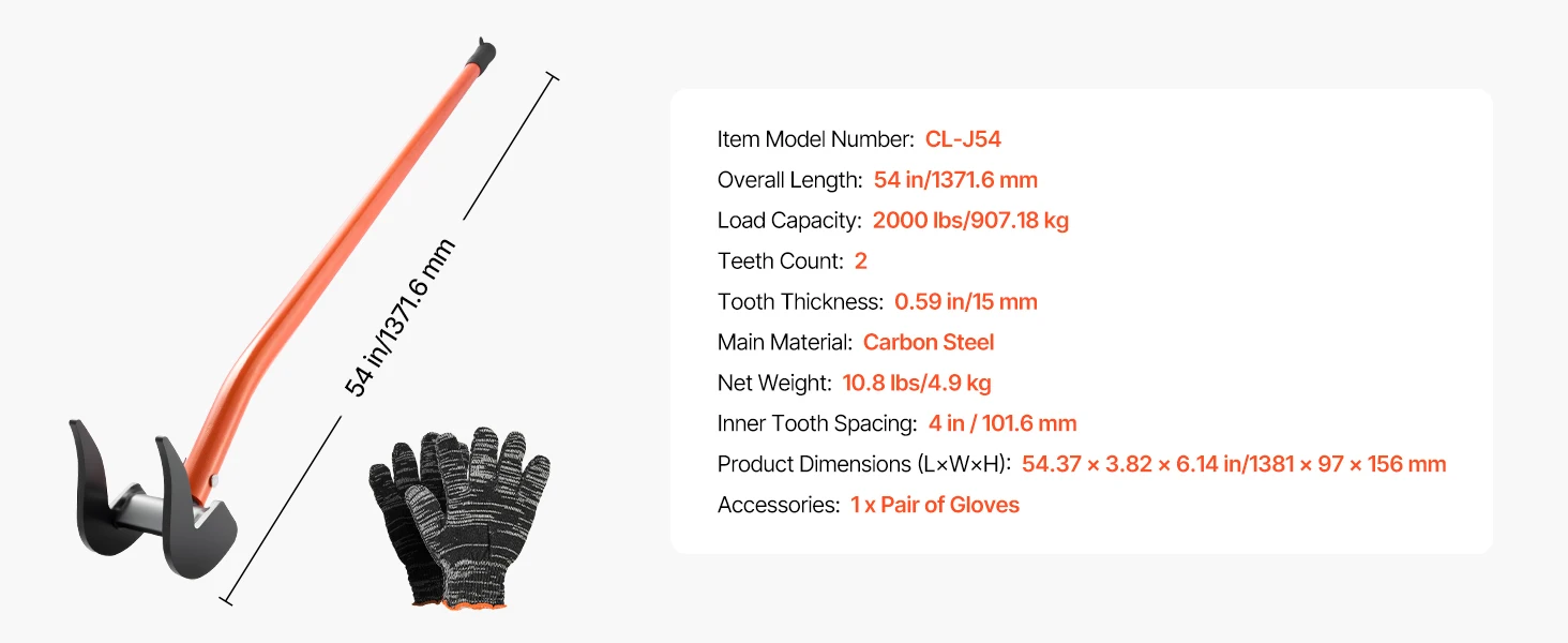 SucceBuy 2000 lbs Pallet Buster Tool 54in Carbon Steel Handle Wrecking Pry Bar Deck Board Removal Tool for Flooring Drywall