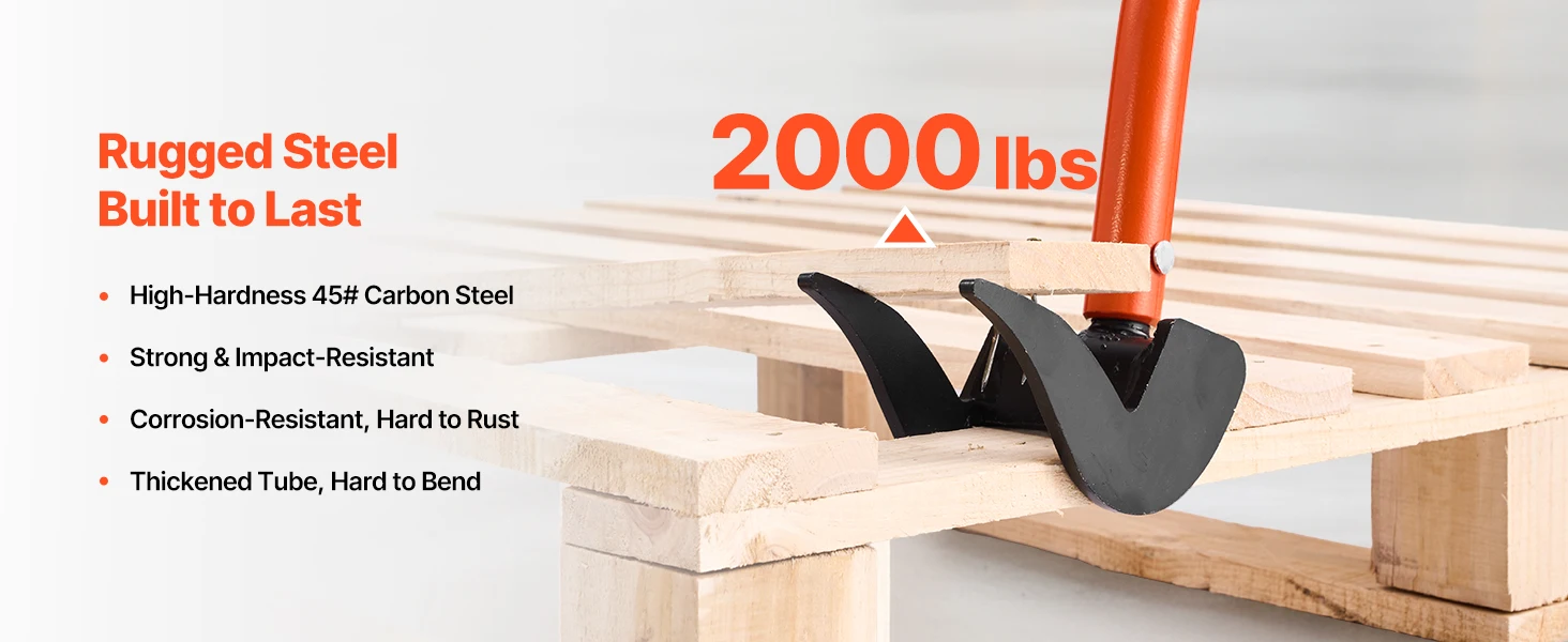 SucceBuy 2000 lbs Pallet Buster Tool 54in Carbon Steel Handle Wrecking Pry Bar Deck Board Removal Tool for Flooring Drywall