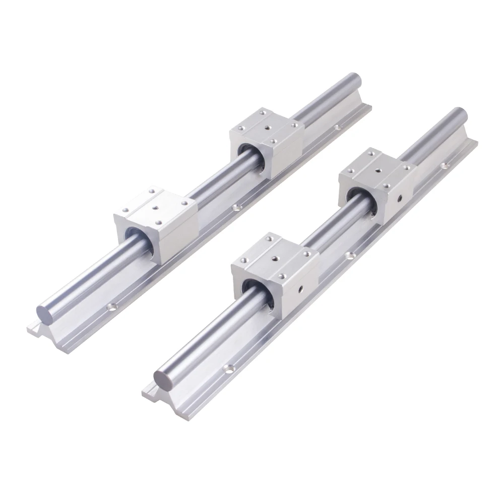 2Set SBR12 300 400 500 600 800 1000 1200 1300 1500mm Fully Supported Linear Rail Slide Shaft Rod With 4Pcs SBR12UU Bearing Block