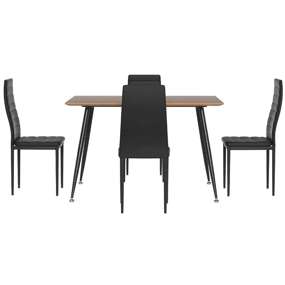 Dining Table and 4 Chairs Set Rectangle Metal Frame Kitchen Dining Room Furniture Set for Home Use