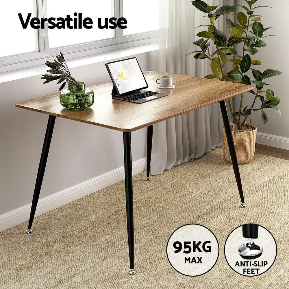 Dining Table and 4 Chairs Set Rectangle Metal Frame Kitchen Dining Room Furniture Set for Home Use