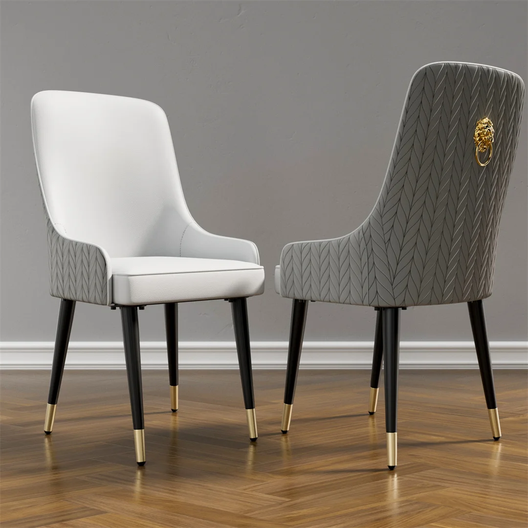 LUVODI Modern Dining Chair Set of 2 Microfiber Leather Leisure Chairs with Lion Knocker for Kitchen Table Restaurant