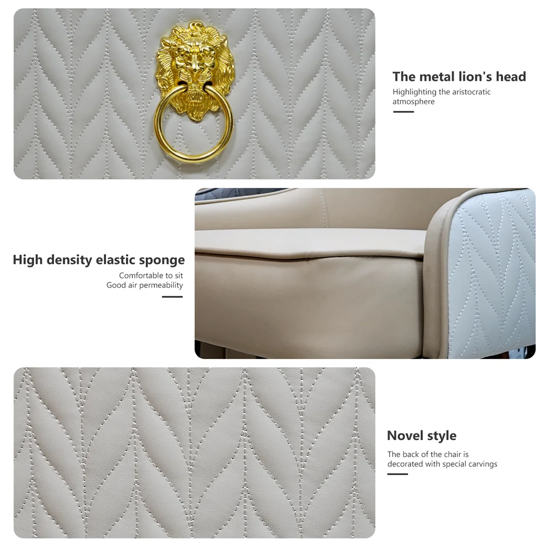 LUVODI Modern Dining Chair Set of 2 Microfiber Leather Leisure Chairs with Lion Knocker for Kitchen Table Restaurant