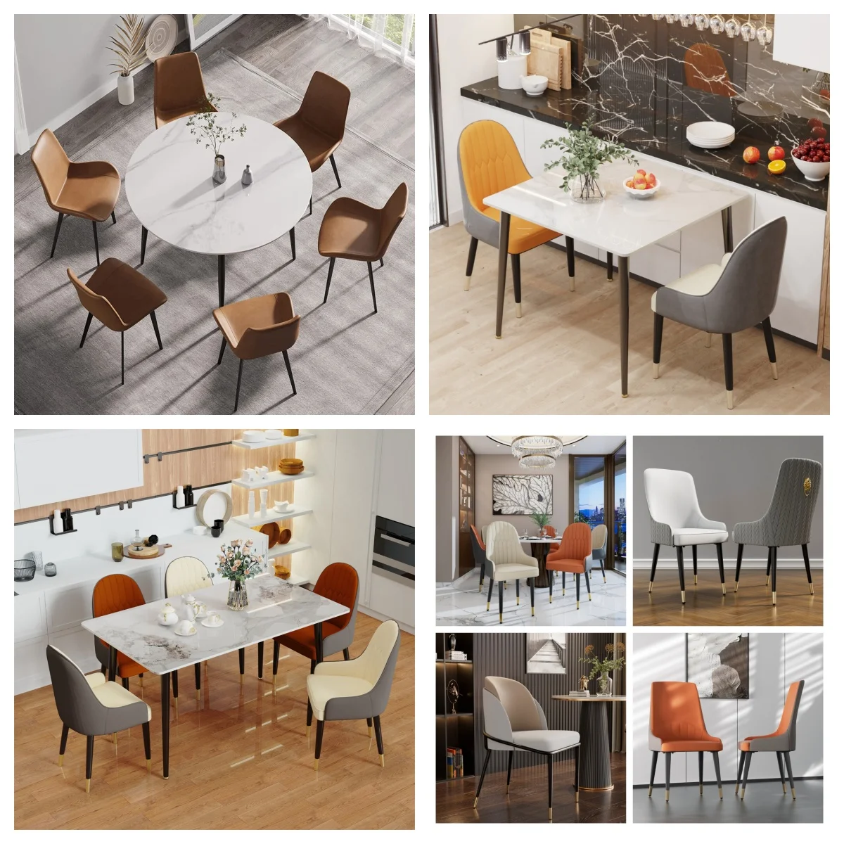 LUVODI Modern Dining Chair Set of 2 Microfiber Leather Leisure Chairs with Lion Knocker for Kitchen Table Restaurant