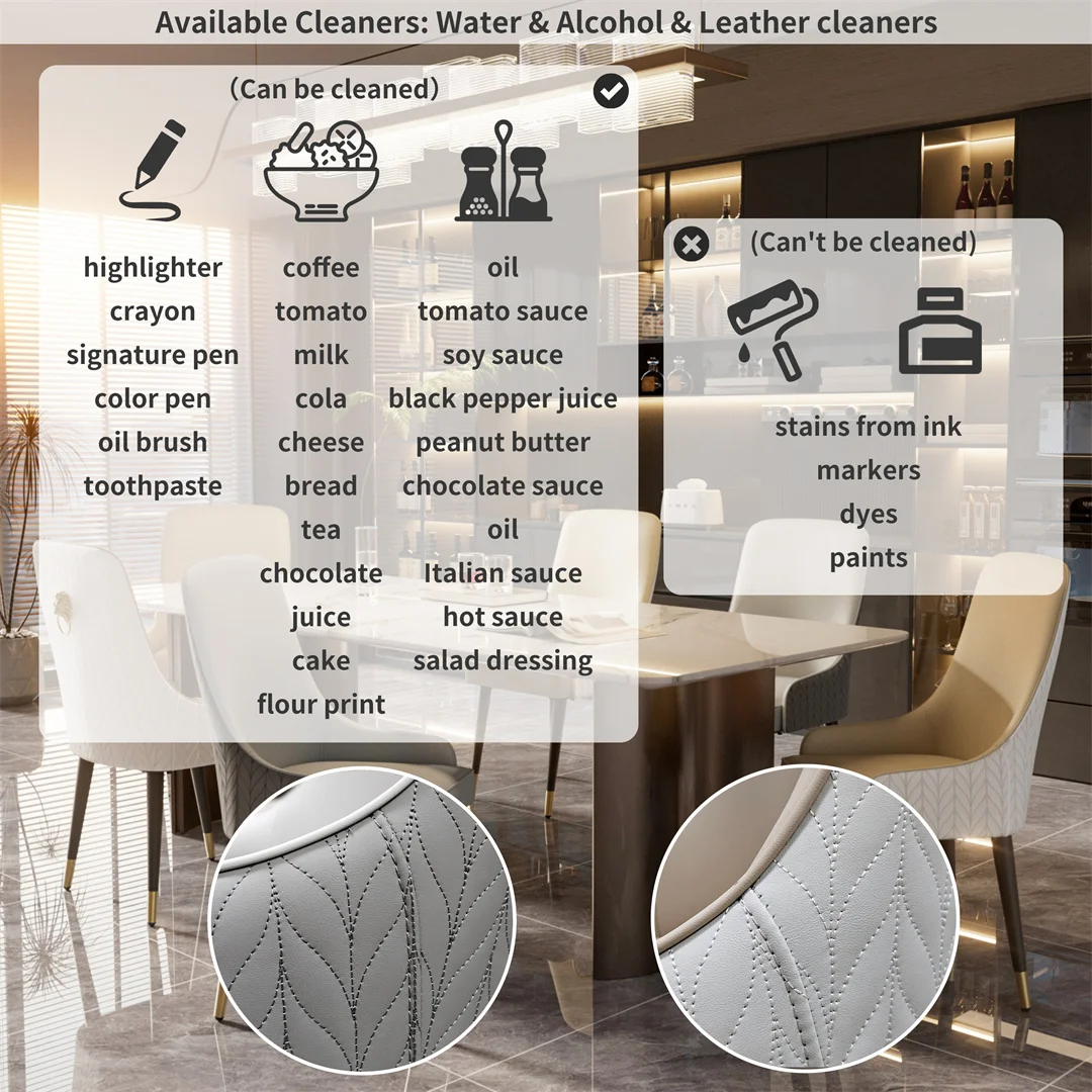 LUVODI Modern Dining Chair Set of 2 Microfiber Leather Leisure Chairs with Lion Knocker for Kitchen Table Restaurant