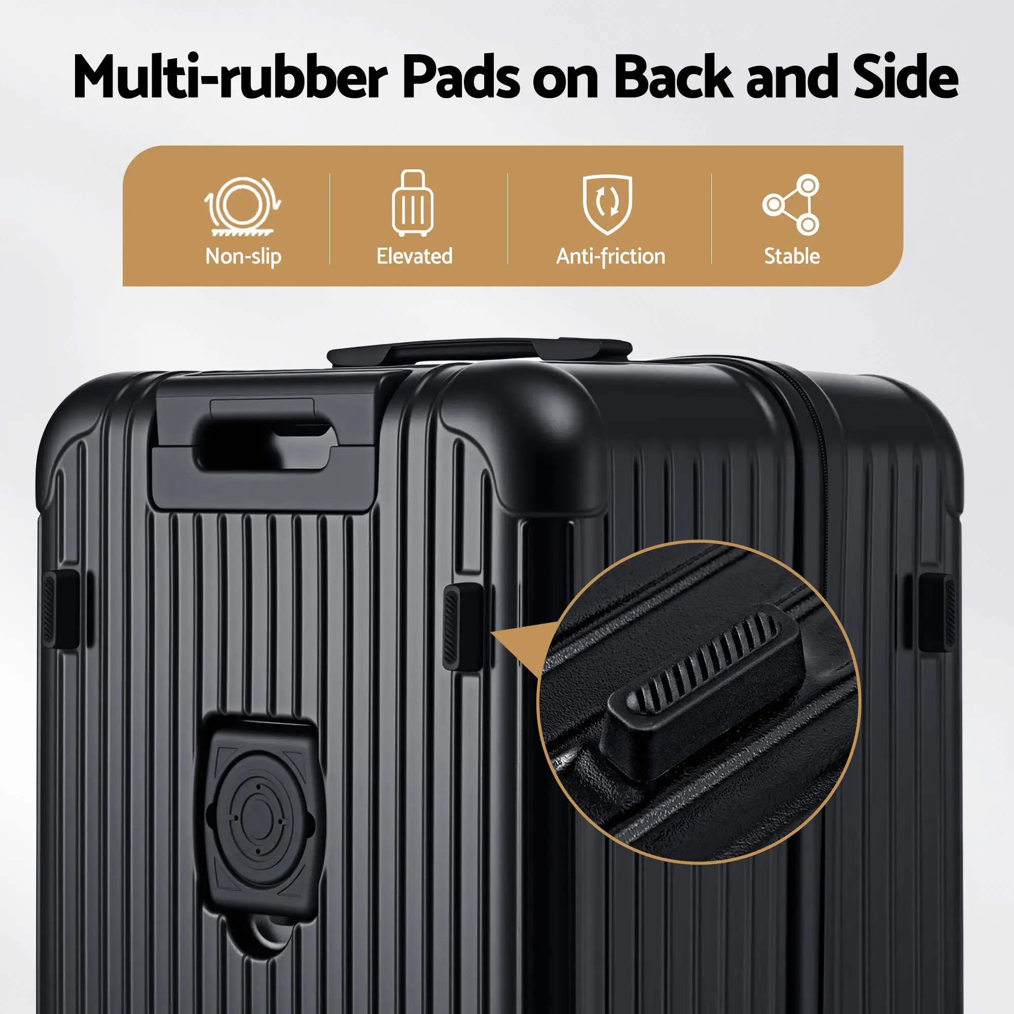 28 Inch Hard Shell Suitcase with 5 Wheels Type C Charging Port TSA Lock Black Travel Luggage