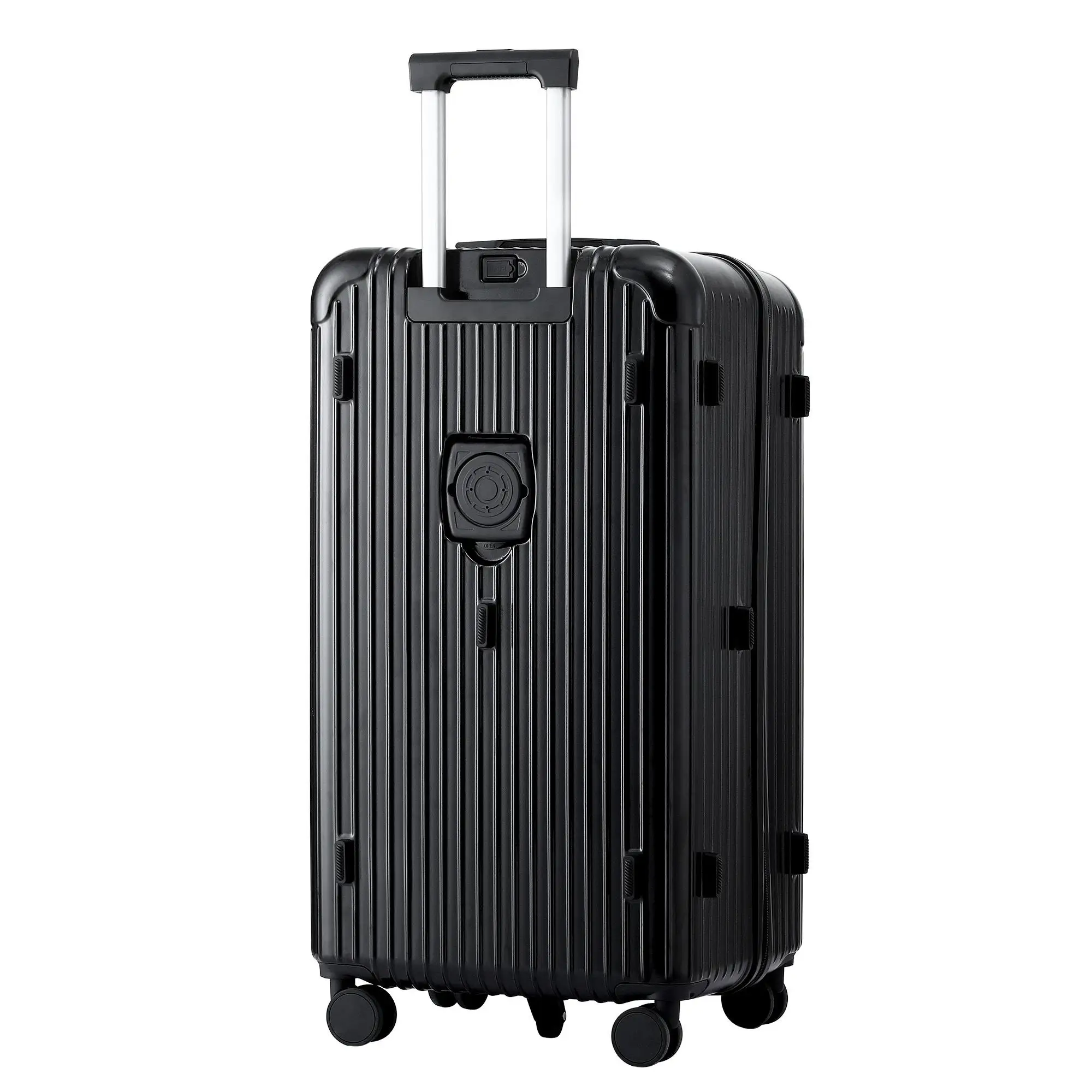 28 Inch Hard Shell Suitcase with 5 Wheels Type C Charging Port TSA Lock Black Travel Luggage