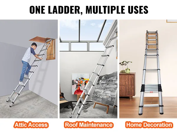 VEVOR Attic Ladder Telescoping 350-pound Capacity Multi-Purpose Aluminium Extension Lightweight and Portable