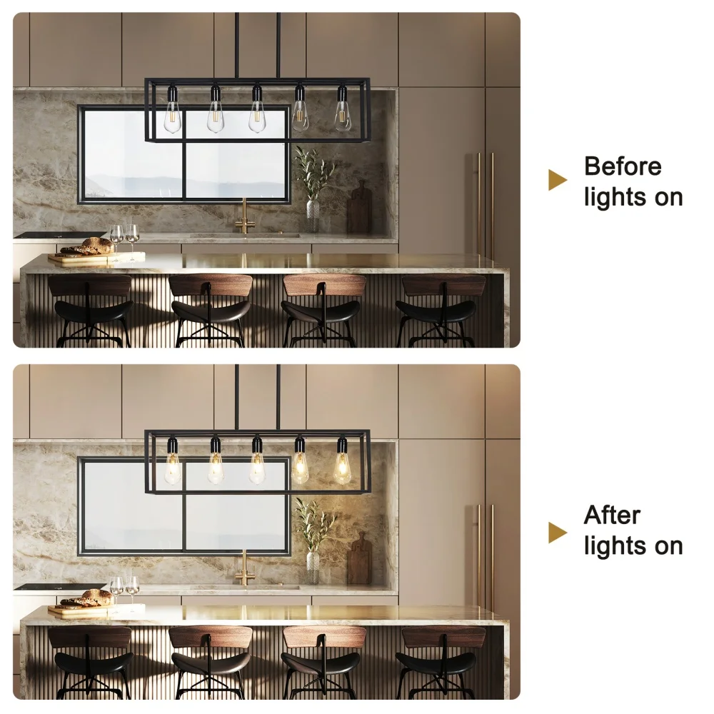 Industrial Kitchen Island Chandelier Hanging Lamp Ceiling Pendant Light for Dining Room Foyer