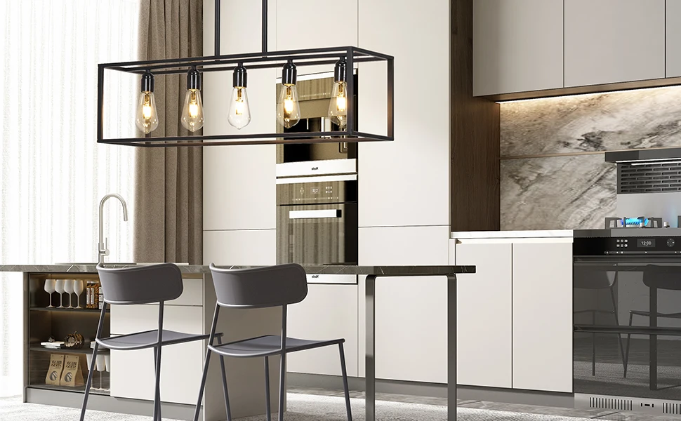 Industrial Kitchen Island Chandelier Hanging Lamp Ceiling Pendant Light for Dining Room Foyer