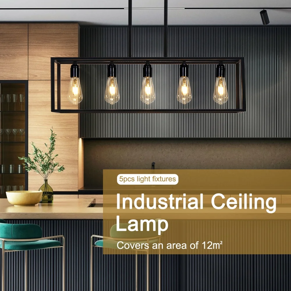 Industrial Kitchen Island Chandelier Hanging Lamp Ceiling Pendant Light for Dining Room Foyer