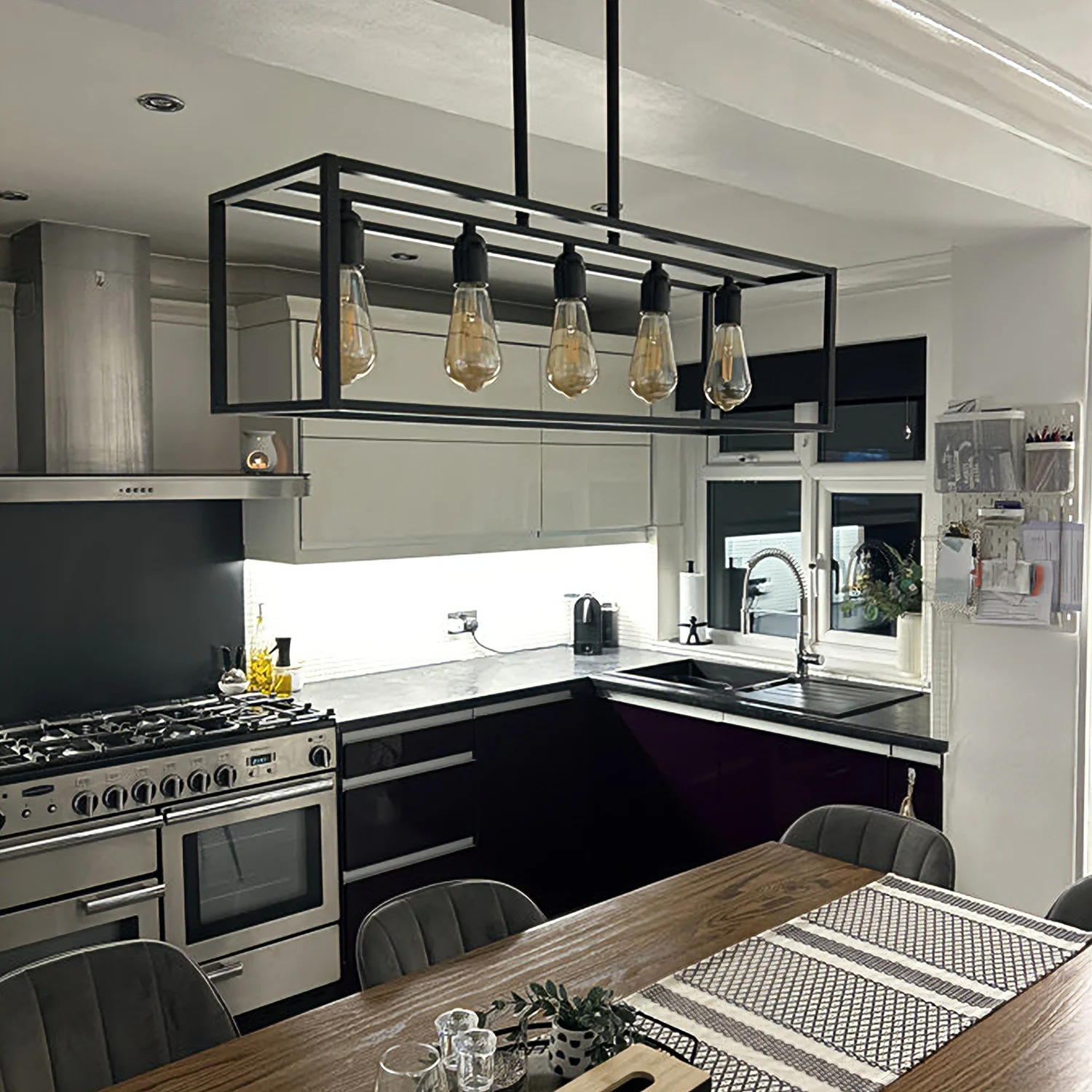 Industrial Kitchen Island Chandelier Hanging Lamp Ceiling Pendant Light for Dining Room Foyer
