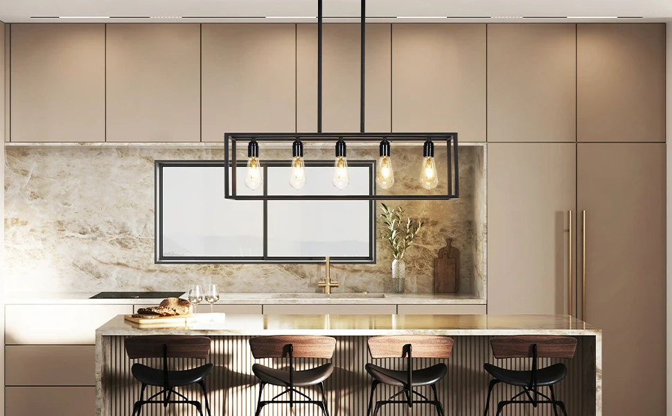 Industrial Kitchen Island Chandelier Hanging Lamp Ceiling Pendant Light for Dining Room Foyer