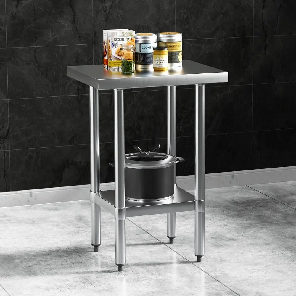 Stainless Steel Kitchen Work Bench 610x457mm 430 Grade Heavy Duty Table for Prep Storage and Commercial Use