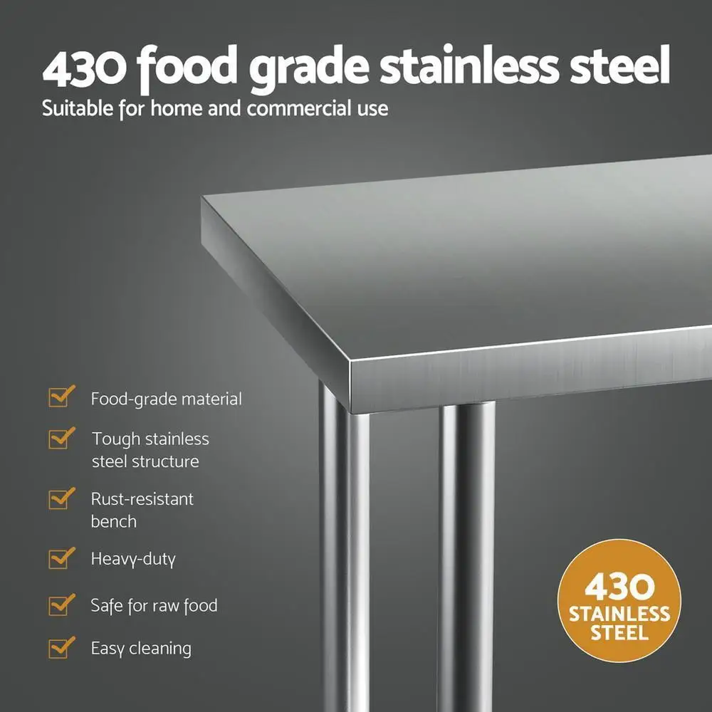 Stainless Steel Kitchen Work Bench 610x457mm 430 Grade Heavy Duty Table for Prep Storage and Commercial Use