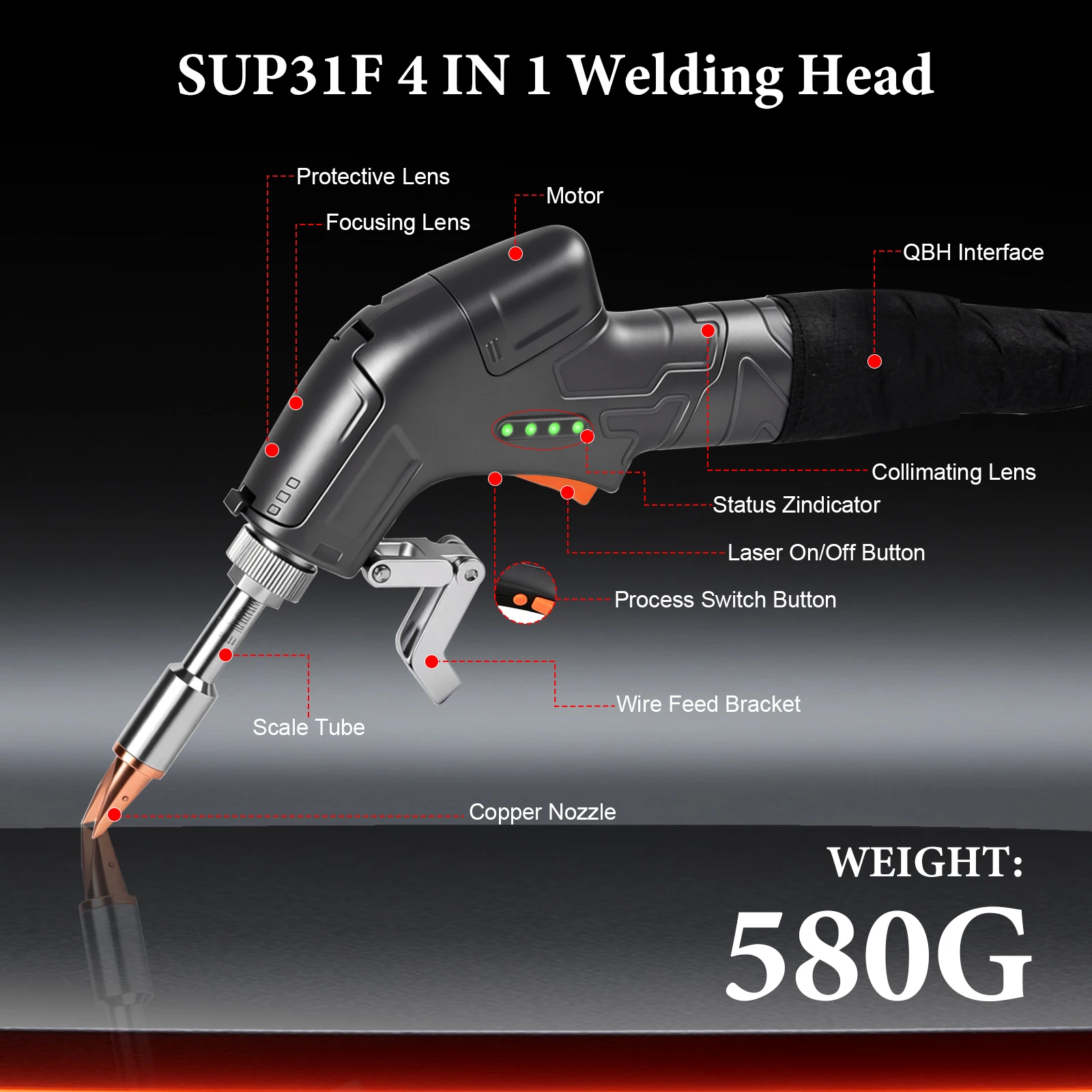 4-in-1 Air-Cooled Laser Welder 1200W/800W SUP31F Head Welding and Cleaning Machine for Metals. Supports Multiple Languages